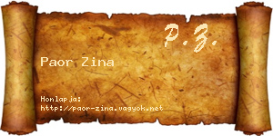 Paor Zina névjegykártya